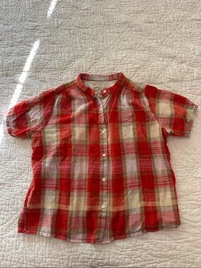 Ace & Jig Red and Cream Plaid Button-Front Blouse